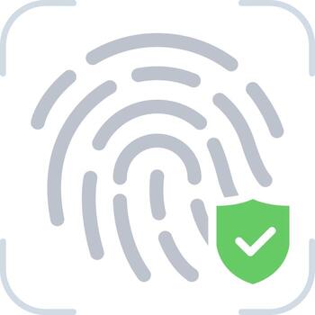Fingerprint Recognition Security in Biometric Device icon vector