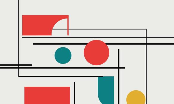 An abstract design with red, yellow, and blue shapes vector