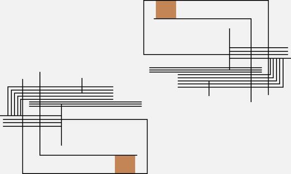 Two squares with lines and a line in the middle vector