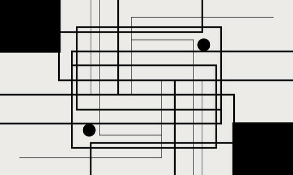 A black and white drawing of a square with a black and white pattern vector