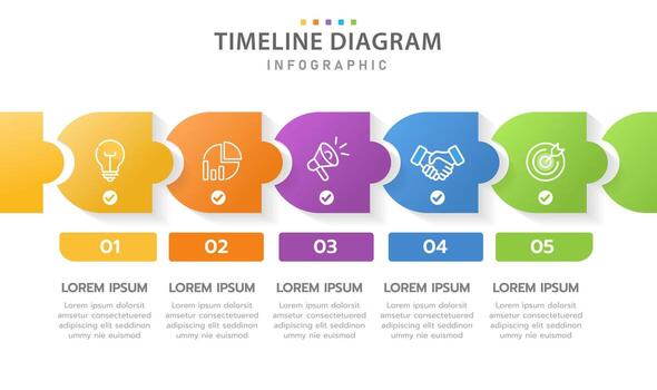 Infographic 5 Steps Modern Timeline diagram with arrow and topic, presentation infographic timeline. vector