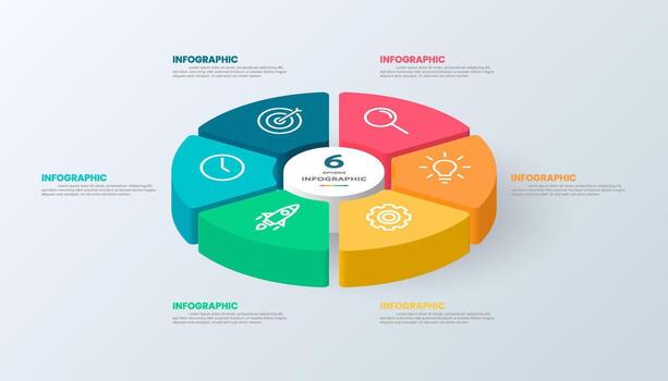Colorful infographic with six sections vector