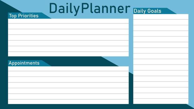sencillo diario planificador modelo presentando secciones para parte superior prioridades equipo y diario metas ideal para organizando horarios tarea administración oficina trabajo estudiar y personal utilizar vector