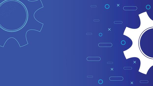 resumen azul antecedentes con blanco engranaje formas y digital elementos, Perfecto para tecnología, ingeniería, proceso automatización, industrial sistemas, trabajo en equipo y negocio innovación conceptos vector