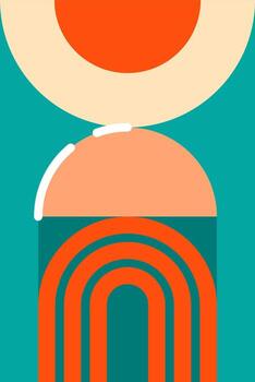 Bold Abstract Arch Design with Modern Color Blocking vector