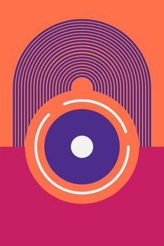 Minimalist Geometric Poster with Abstract Curves and Shapes vector