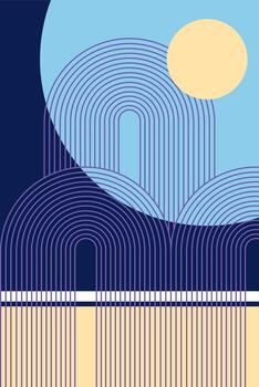 Modern Geometric Layout with Curves and Bold Shapes vector