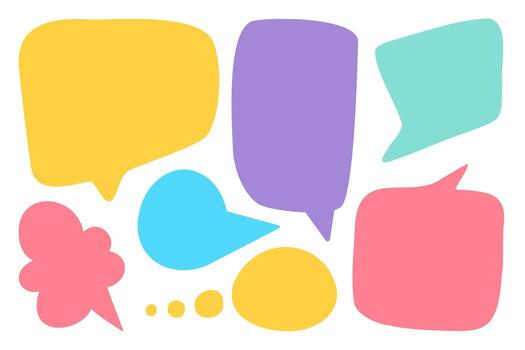 vistoso habla burbujas resumen ilustración con múltiple charla formas representando conversacion diálogo y comunicación para social Interacción diseño proyectos vector