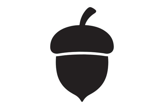 Simple black silhouette of an acorn with a distinct cap and shape vector