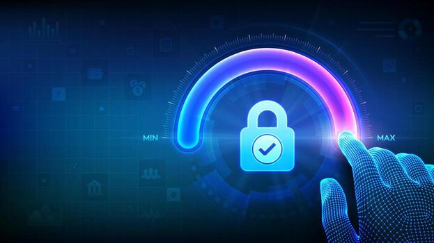 Hand adjusting digital security settings vector