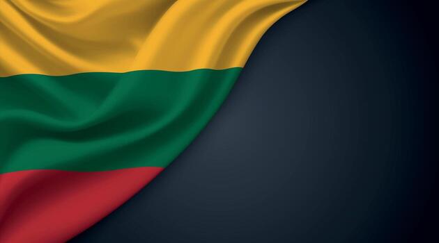 Lithuania national flag with smooth fabric texture background vector