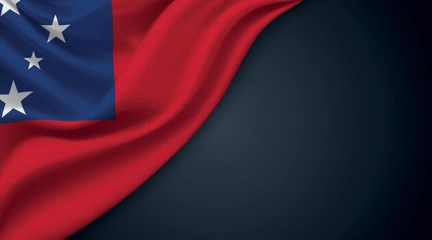 Samoa national flag with smooth fabric texture background vector