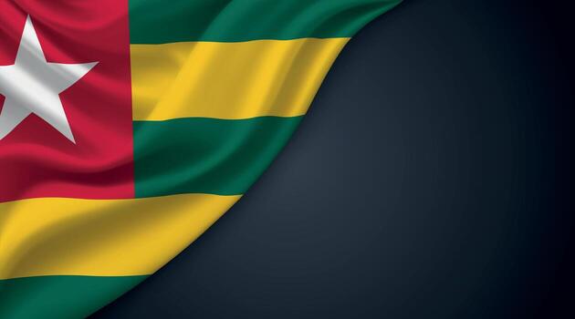 Togo national flag with smooth fabric texture background vector