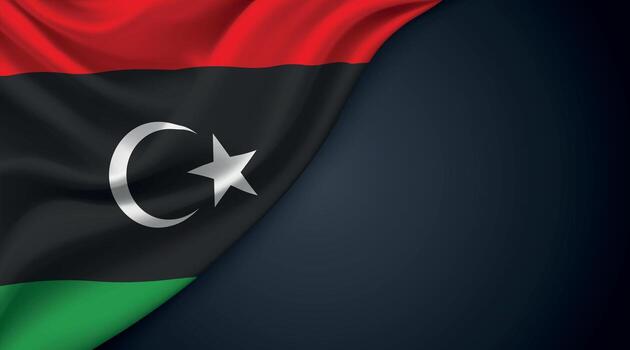Libya national flag with smooth fabric texture background vector