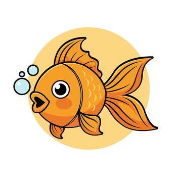 Whimsical Goldfish Illustration with Bubbles A Charming Aquatic Design with Animated Charm and Playful Simplicity vector