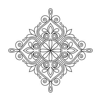 Flowing Circle Bloom in Structured Calm coloring book page vector