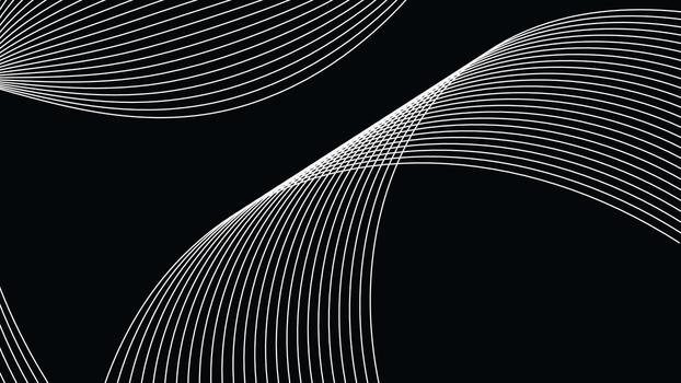 Black and White Abstract Wave Line Background Minimal Curve Design vector