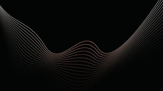 Golden Wave Abstract Background Luxury Gradient Line Flow Design on Black vector