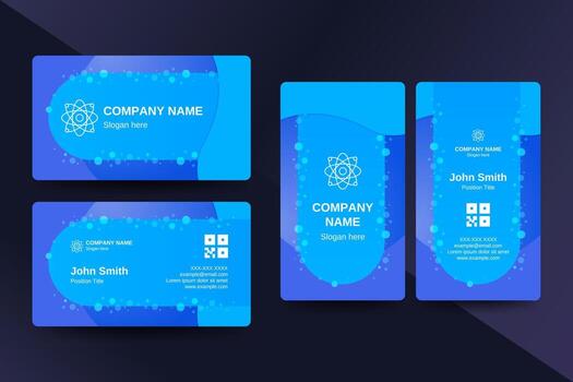 Vibrant blue business card design with tech-inspired layout and abstract lines. Ideal for IT companies, startups, programmers, and creative digital professionals vector