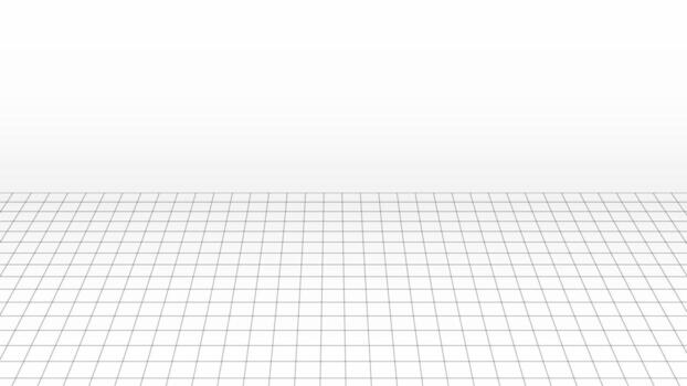Minimalist background with black grid lines on a white floor creating 3D perspective space vector