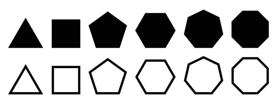 evolution of triangular, quadrilateral, pentagonal, hexagonal, hexagonal and octagonal shapes. vector