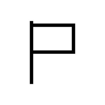 black and white Toothpick flag outline icon, Minimalistic black flag icon with a vertical pole and horizontal rectangle on a white background. vector