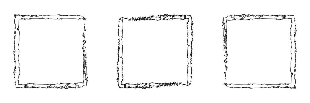 Prisets Grunge square and rectangle frames. Set of black ink boxes. Collection of rectangle borders and square stamp imprints. vector