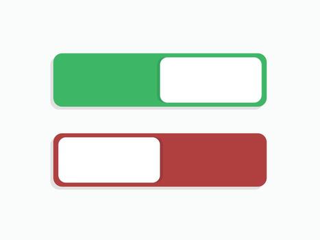 sets On and Off toggle switch buttons , Buttons slider, suitable for simple UI design, Green and red toggle switch buttons designed for user interfaces. vector