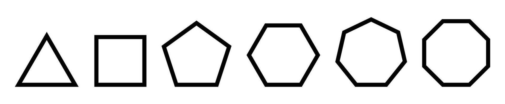 sets evolution of triangular, quadrilateral, pentagonal, hexagonal, hexagonal and octagonal shapes. vector