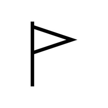 black and white Toothpick flag outline icon, Minimalist black flag icon with a triangular pennant on a vertical pole. vector