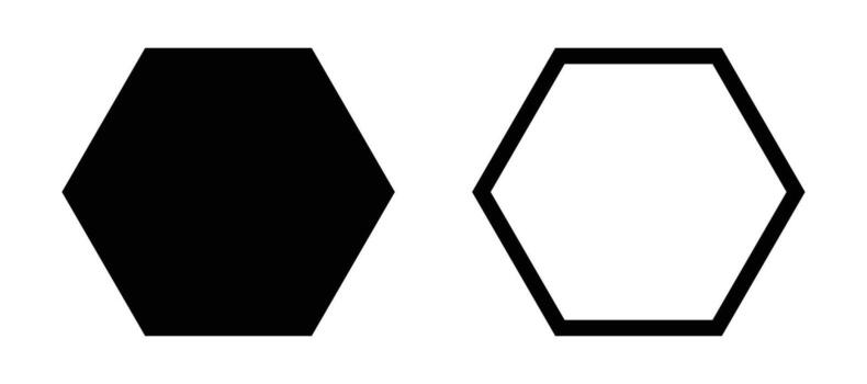set Hexagon icon representing a six-sided polygon in geometry. vector