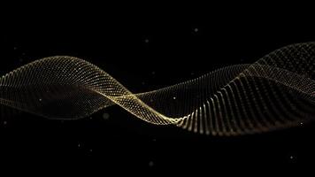 Golden Abstract Waves 4K Luxury Background. Elegant Glowing Particle Wave Flow on Dark Backdrop, Mesmerizing Swirling Gold Light Animation, Abstract Golden Luxury Wavy Design with Sparkling Loop video