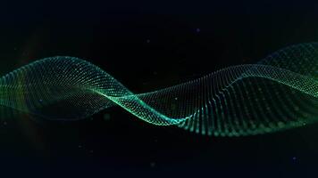 grön abstrakt bakgrund sömlös slinga. 4k digital vågor av lysande partiklar och rader på mörk bakgrund, trogen nätverk animation, strömmande 3d data visualisering, dynamisk abstrakt teknologi video