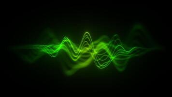 Green Sound Waves Frequency. Audio Waveform Graph LED Neon Futuristic in Seamless Loop. Audio Visualizer, Sound Analyzer Screen. Music Wave, Audio Space Light. Equalizer HUD Eco. 4K 60FPS video