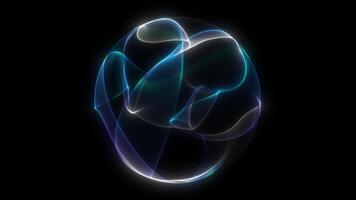 abstrakt mjuk blå och vit lysande vågig sfär. lutning sfär centrerad på en svart bakgrund. modern, färsk, designer vetenskaplig runda klot mall. isolerat bakgrund. vj slinga video