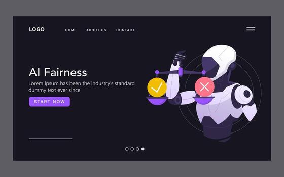 AI Fairness Concept with Balancing Robot Illustration vector