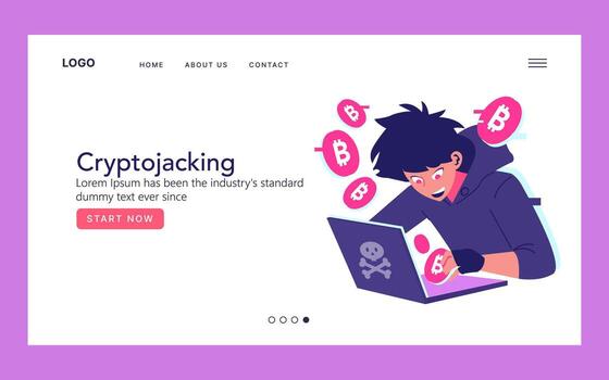 Cryptojacking Illustration Showing Hacking Activity vector