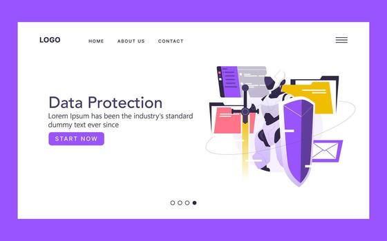 Data Protection Illustration with Robot and Shield vector