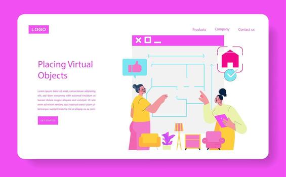 Women discussing virtual object placement vector