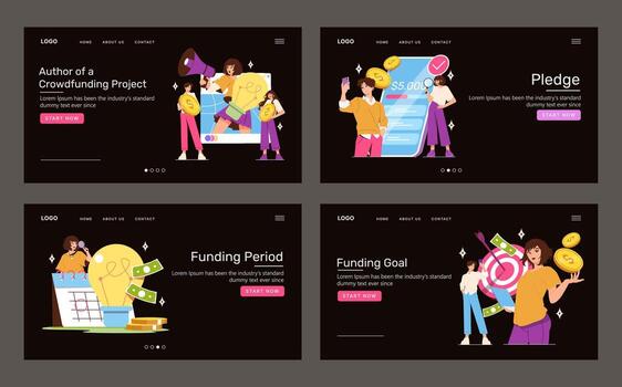 Crowdfunding project overview graphic vector