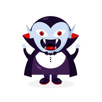 Cartoon Dracula vampire character is trying to scare you. Dracula icon vector