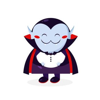 Cartoon Dracula vampire character is shy. Dracula icon vector