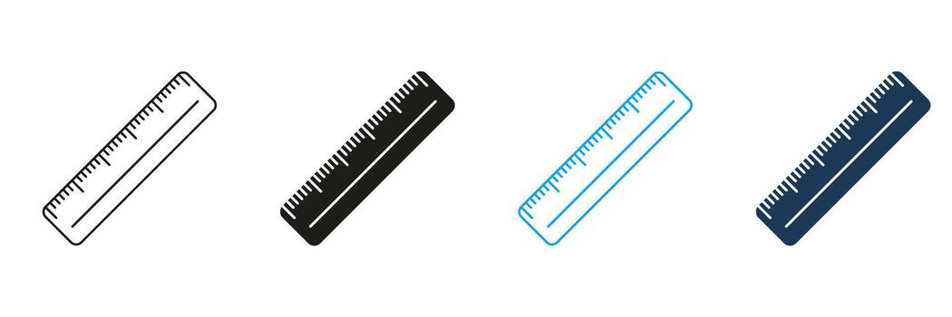 Ruler Line And Solid Icon Set. Measurement, Precision, And Length Calculation Symbol Collection. Educational And Technical Tool Representation. Isolated Illustration vector