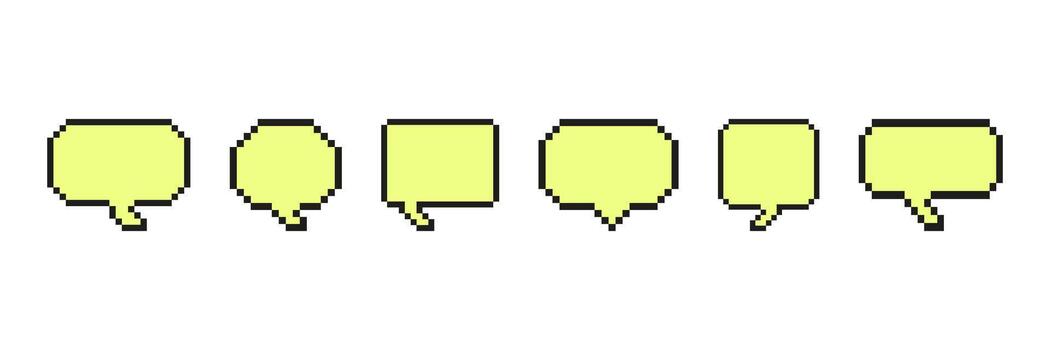 píxel mensajería interfaz conjunto icono. píxel Arte colección de charla burbujas para comunicación. aislado ilustración vector