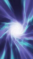 Bright abstract blue and purple light tunnel with glowing lines converging inward, creating a sense of speed and futuristic motion video