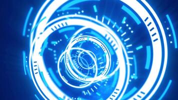 High-tech digital interface with concentric glowing circles and data elements video