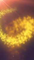 abstrait embrasé d'or particules formant incurvé Piste en dessous de chaud Soleil éclater sur doux pente Contexte video