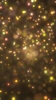 gyllene lysande bokeh lampor mjukt flytande på en mörk bakgrund, skapande en festlig och elegant abstrakt effekt video