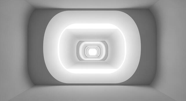 resumen blanco túnel con repitiendo oval formas y brillante iluminación, creando un sentido de profundidad foto