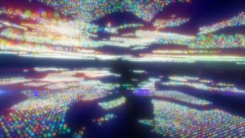 abstrakt digital värld Karta med färgrik lysande prickar representerar global anslutning och teknologi video